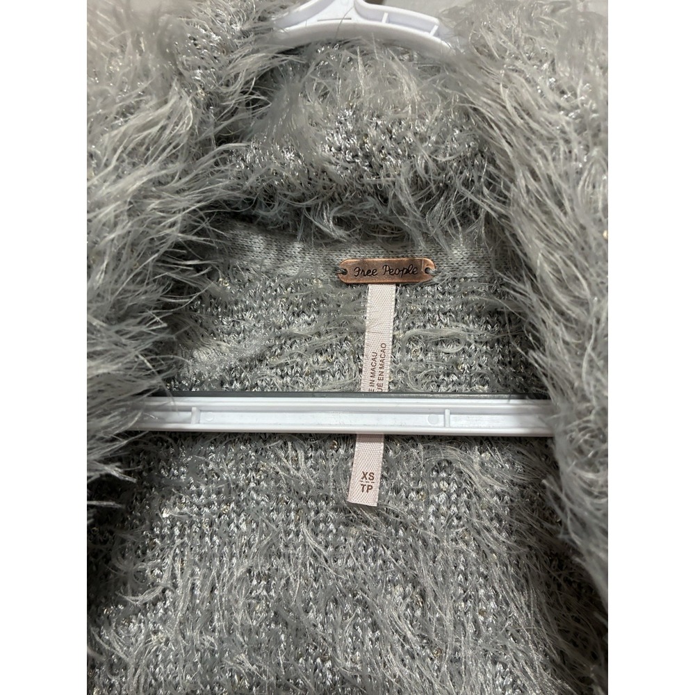 Free People Womens Cardigan Fuzzy Wrap Cropped Cardigan Size XS Gray Casual - Picture 3 of 10